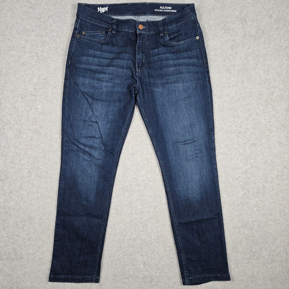 Mugsy (Men's 35x30) Dark Wash Jeans Fultons Straight Leg Fit Stretch Denim